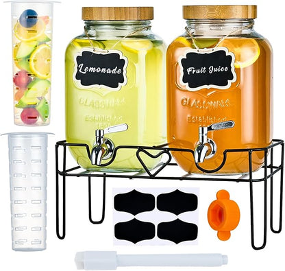 2 Pack1Gallon Glass Drink Dispenser by SHOREHAO