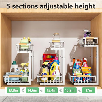Merrylun Under Sink Organizers, 5 Adjustable Height，Metal Pull Out Under Sink - Image 5