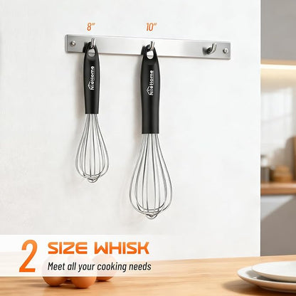 NileHome Silicone Whisk Set 8" 10" Kitchen Whisk Kitchen Wisk Wire Whisks - Image 2