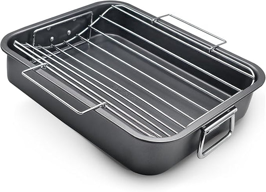 Large Roasting Pan With Rack 12” x 16” by Unknown