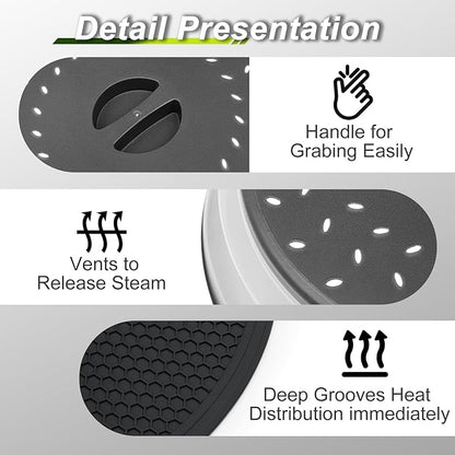 12" Microwave food Cover & Mat, Large Vented Collapsible Splatter Guard dish - Image 6