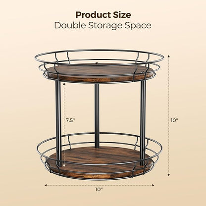 LAMU 10'' Lazy Susan Turntable Organizer, 2 Tier Round Rotating Spice Rack - Image 9