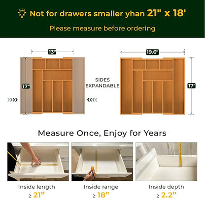 keechee 6-Piece Bamboo Drawer Organizer Set, 2.2" Deep Multi-Use Organizers - Image 2