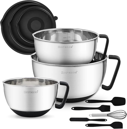 Rorence Stainless Steel Mixing Bowls: Metal Mixing Bowl Set by Rorence