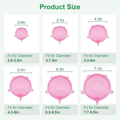 Silicone Stretch Lids – 6 Pack Reusable Food Covers, Flexible Silicone - Image 2