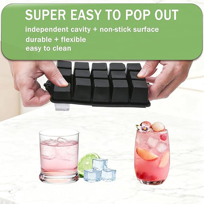 Ice Cube Trays for Freezer, 2 Pack Easy Release Slicone Ice Cube Tray - Image 3