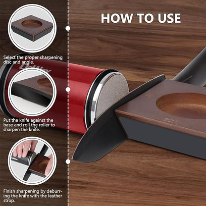 Knife Sharpener, Longer Rolling Knife Sharpener Kit, Diamond & Ceramic Knife - Image 4