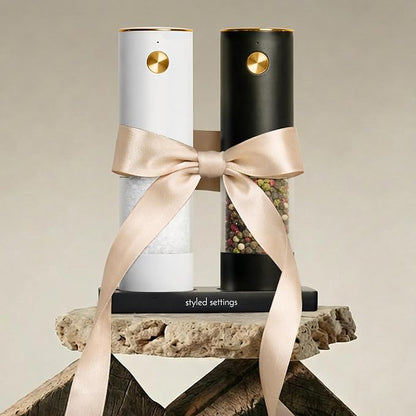 Rechargeable Electric Salt and Pepper Grinder Set – Sleek Stainless Steel White - Image 9