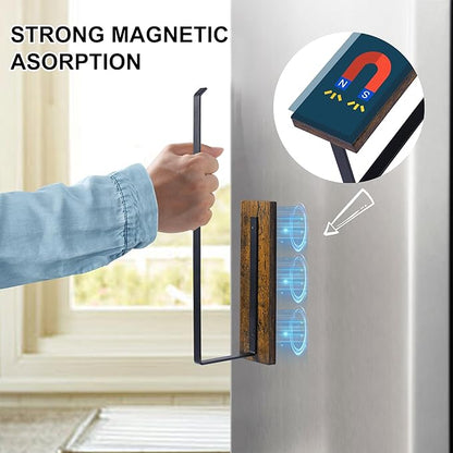 Magnetic Paper Towel Holder, Wood Farmhouse Heavy Duty Strong Magnet Backing - Image 2