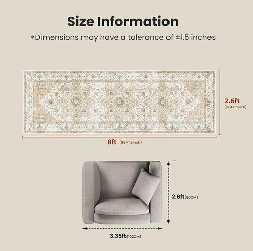 AMADA HOMEFURNISHING 2'6"x8' Washable Area Rug, Low-Profile Entryway Rug - Image 2