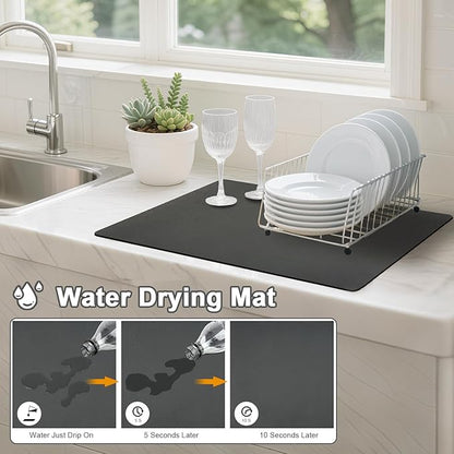 Dish Drying Mats for Kitchen Counter, Waterproof Coffee Mat for Countertop - Image 2