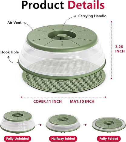 WVM Microwave Splatter Cover & Mat, Vented Collapsible Splatter Guard dish - Image 6