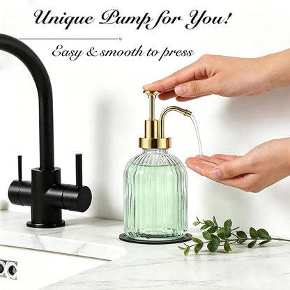 SheeChung Clear Glass Soap Dispenser, 12 Oz Liquid Hand Soap Dispenser - Image 4