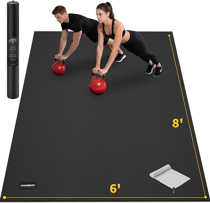 CAMBIVO Large Exercise Mat for Home Workout, Shoe-Friendly, Non-Slip Gym Mat by CAMBIVO