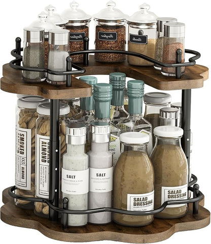 2 Tier Lazy Susan Organizer, 2-Tier Spinning Spice Rack by LIAISIMI