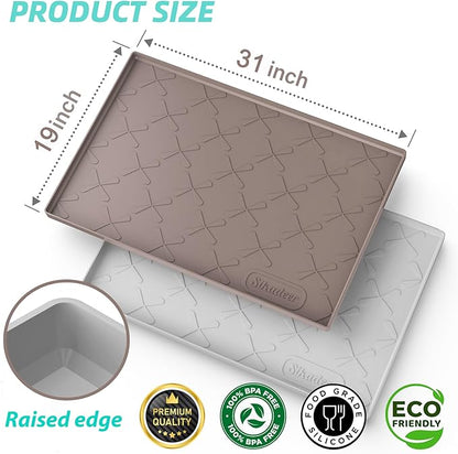 SIKADEER 31" x 19" Under Sink Mat Waterproof, Silicone Mat Kitchen Drawer Shelf - Image 3