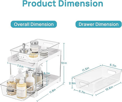 Vtopmart 4 Pack Bathroom Organizer, 2 Tier White Under Sink Organizers Vanity - Image 2