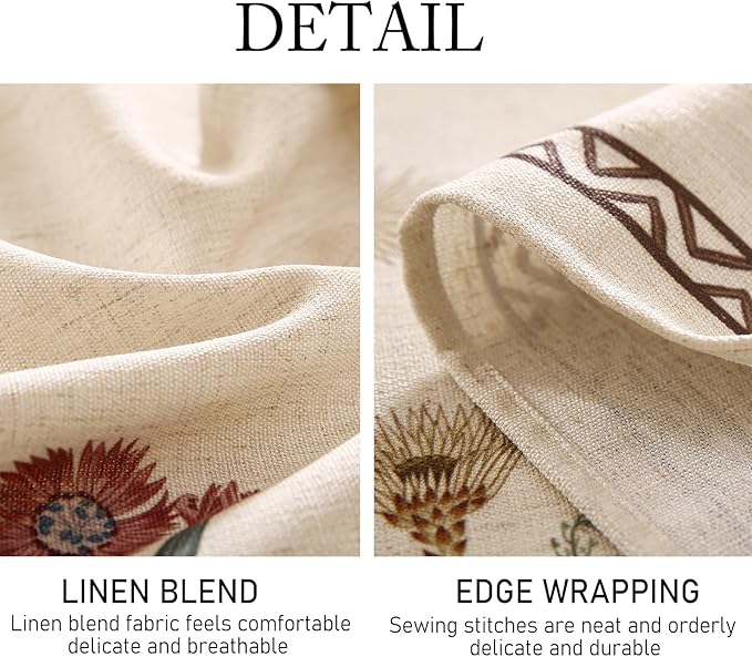 ISAENNE Designer Off White Linen Extra Long Rectangle Tablecloth,Floral Elegant Table Cloth,Stain Resistant Vintage Decor Tablecloths for Dining Thanksgiving Kitchen Party,63"*110"-Serenity G