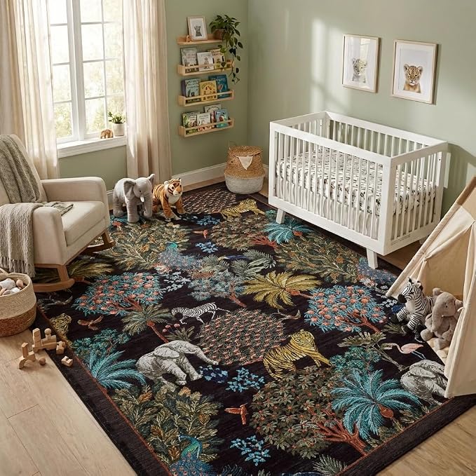 GarveeHome Jungle Animal Print Rug 6x9 Washable Area Rugs by GarveeHome