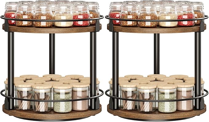 YATINEY Spice Rack, 2-Tier Turntable Organizer, Rotating Spice Rack Organizer - Image 7