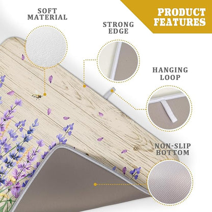 Lavender Floral Dish Drying Mat 18x24 inch Spring Summer Flower Decorative Fast - Image 4