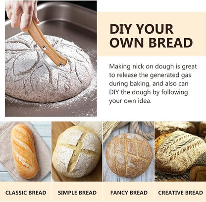 Healeved Bread Lame Dough Scoring Tool Van Wooden Handle 5 Blades, Creative - Image 6