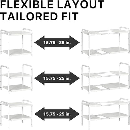 Simple Houseware Under Sink 2 Tier Expandable Heavy Duty Metal Shelf Organizer - Image 5