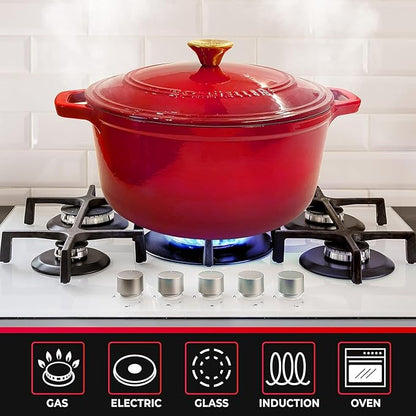 MUELLER HOME 4.5 QT Enameled Cast Iron Dutch Oven, Heavy-Duty Casserole Dish - Image 5