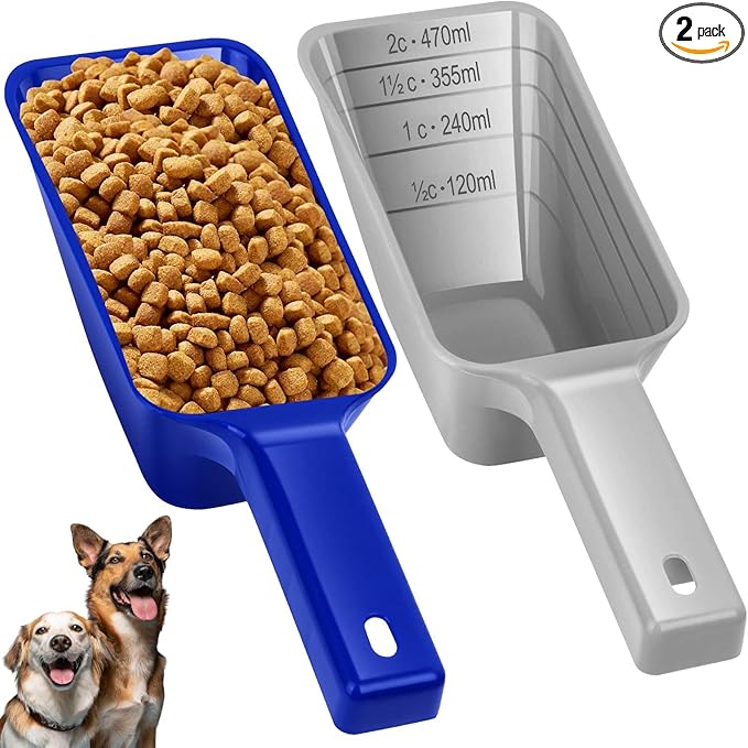 2 Cup Dog Food Scoop, Plastic Pet Food Scoop by Aosnare