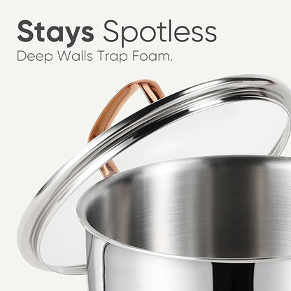 CAROTE 8 Qt Tri-Ply Stainless Steel Stockpot, Non-Toxic Stock Pot - Image 4