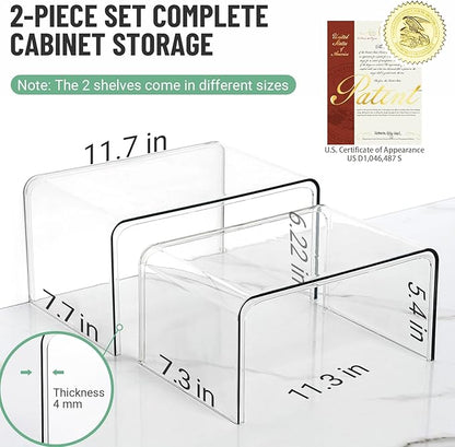 Clear Cabinet Organizer, Shelf Organizer Set of 2 - Image 2