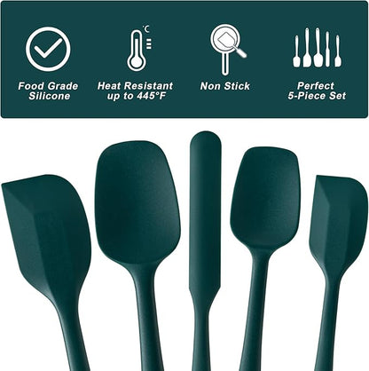Silicone Spatula Set, 5 Piece Food Grade Rubber Spatulas - Image 3