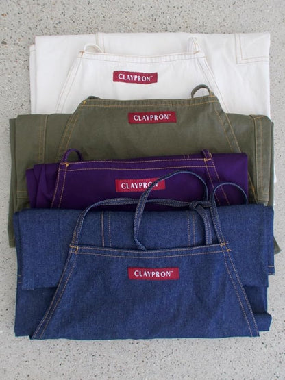 Deep Purple Split Leg Apron, Cotton Canvas Full Coverage Pottery Apron - Image 7
