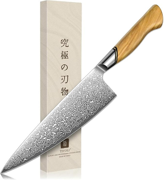 TIVOLI Damascus Chef Knife – Japanese VG-10 Professional Kitchen Knife by TIVOLI