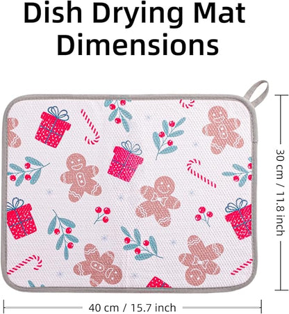 Festive Dish Drying Mat 2 Pack by JM.JEEMI, Versatile Dish Mat Drying Kitchen - Image 6