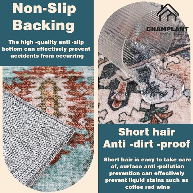 CHAMPLANT Washable Area Rug 2'x3' Door Mat Vintage Distressed Doormat Indoor - Image 4