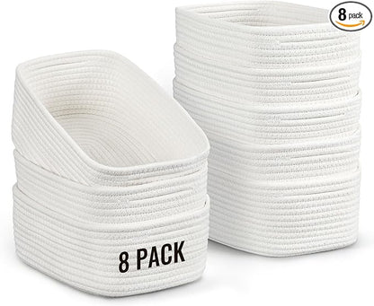 8 Pack Small Storage Baskets for Organizing, Woven Rope Bins for Bathroom by Unknown