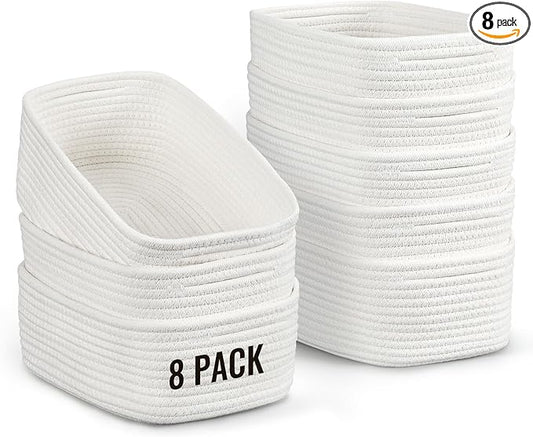 8 Pack Small Storage Baskets for Organizing, Woven Rope Bins for Bathroom by Unknown