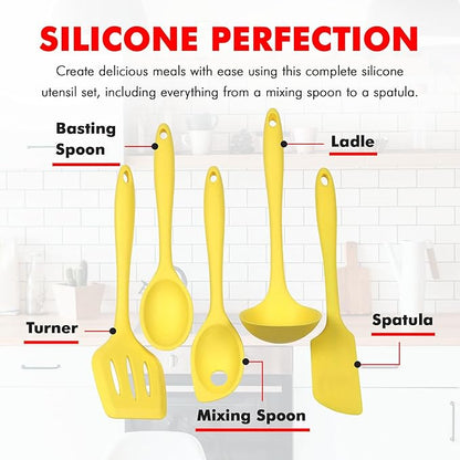 Chef Craft Premium Silicone Kitchen Tool and Utensil Set, 5 Piece - Image 4
