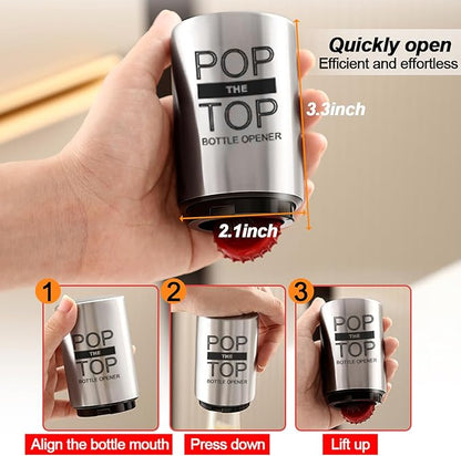 Pop The Top Bottle Opener, Automatic Beer Bottle Opener - Image 4