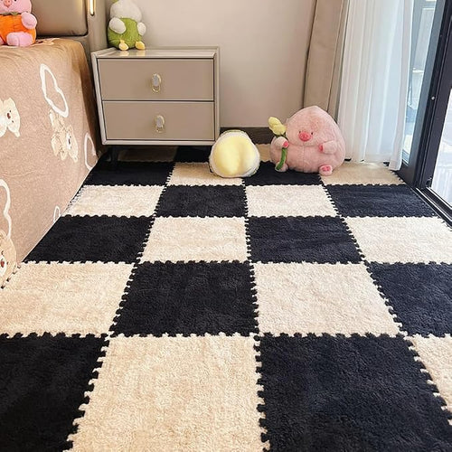 12pcs Carpet Squares Puzzle Floor Mat, Plush Interlocking Carpet Tiles - Image 2
