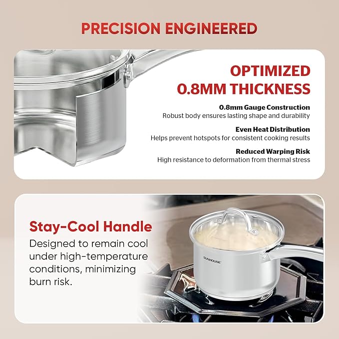 SUNHOUSE – 2 Quarts Stainless Steel Sauce Pan - Image 4