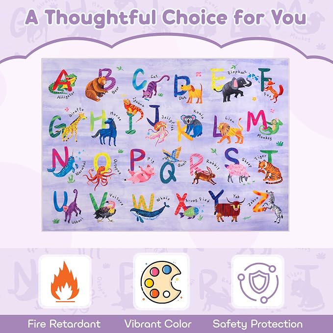 3x5 ABC Classroom Rug for Kids Playroom, Alphabet Rug - Image 5