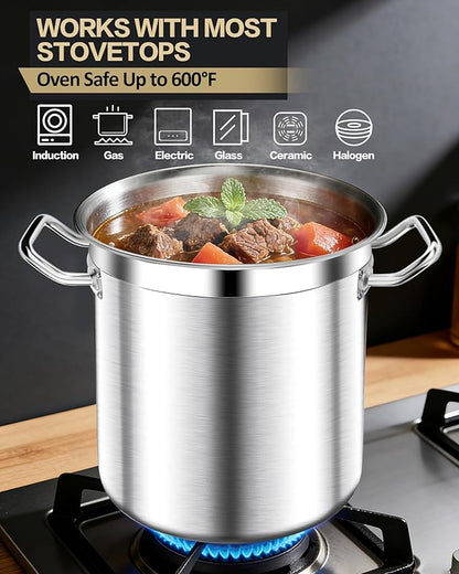 STOCKPOT Large Stock Pot with Lid – Professional Stainless Steel Stockpot 40 - Image 2
