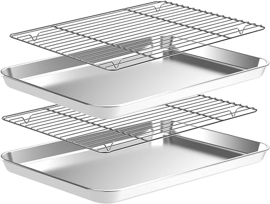 CEKEE Baking Sheet and Cooling Rack Set, Stainless Steel Cookie Sheet Baking by CEKEEBakingEasilyHappily