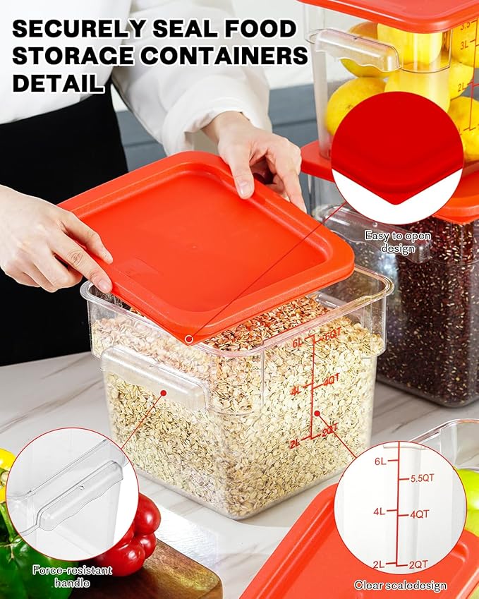 6QT Clear Food Storage Containers: 2 PCS NSF Food Storage Containers - Image 7