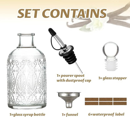 Retro Glass Syrup Dispenser Bottle 7oz, Oil and Vinegar Cruet - Image 2