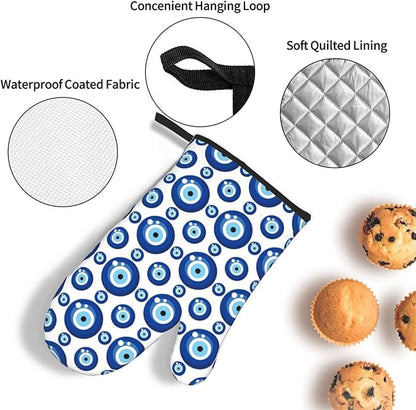 Blue Evil Eyes Oven Mitts and Pot Holders Sets of 3 Funny Hot Pads Heat - Image 5
