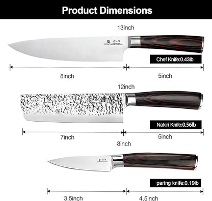 imarku 3 Pieces Knife set, Japanese HC Stainless Steel Kitchen Knife Set - Image 3