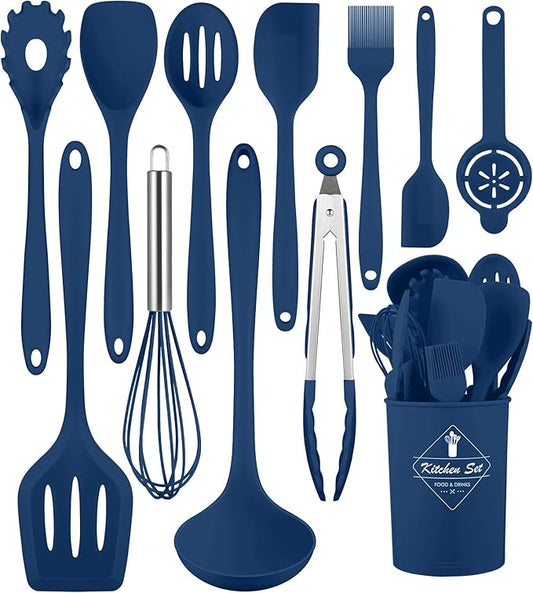 Kitchen Utensils Set-12 Pieces Silicone Cooking Utensils Set 392°F Heat by Pranski